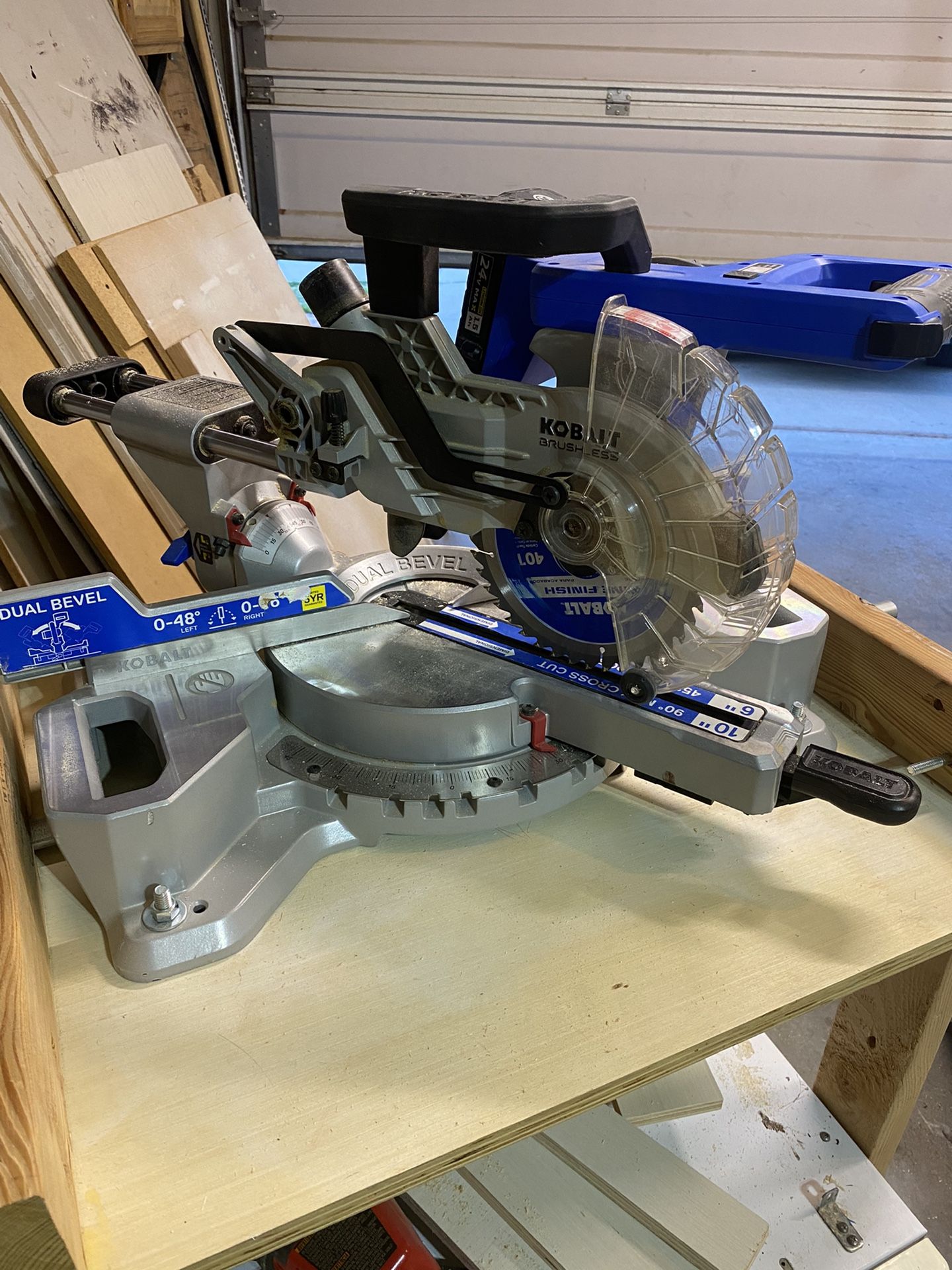 Kobalt 24v Cordless Miter Saw, Impact And Drill, 2 Batteries And Charger