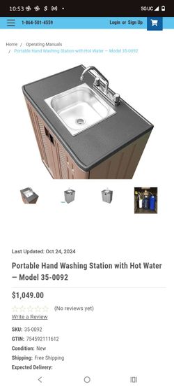 Portable Hand Washing Station with Hot Water – Model 35-0092