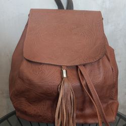 Brown Leather Hand tooled backpack