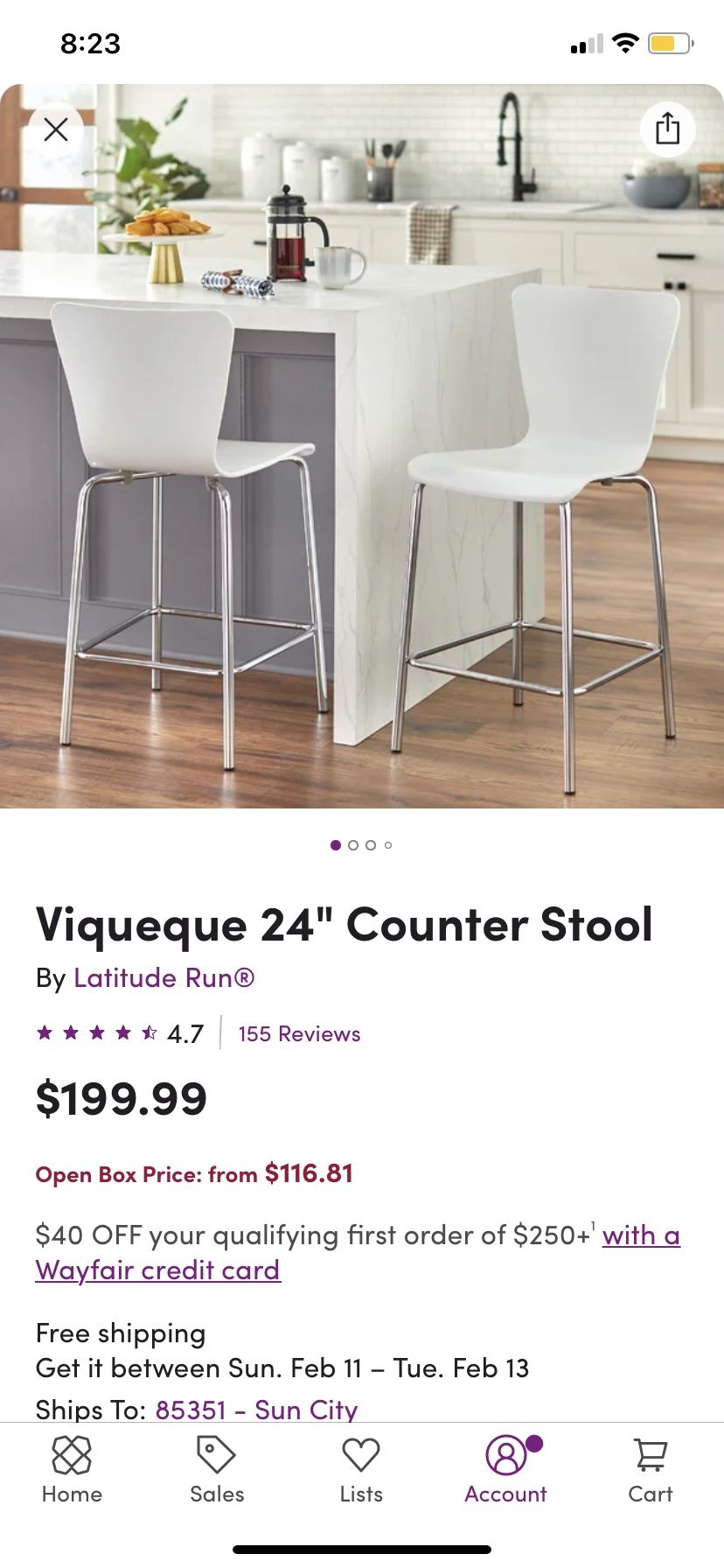 2 White 24” Counter Stools