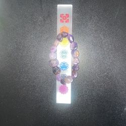 Amethyst bracelet +  Chakra Glass Bar