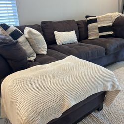 Beautiful Dark Brown Sofa With Washable Slip Covers From Cindy Crawford home collection. 