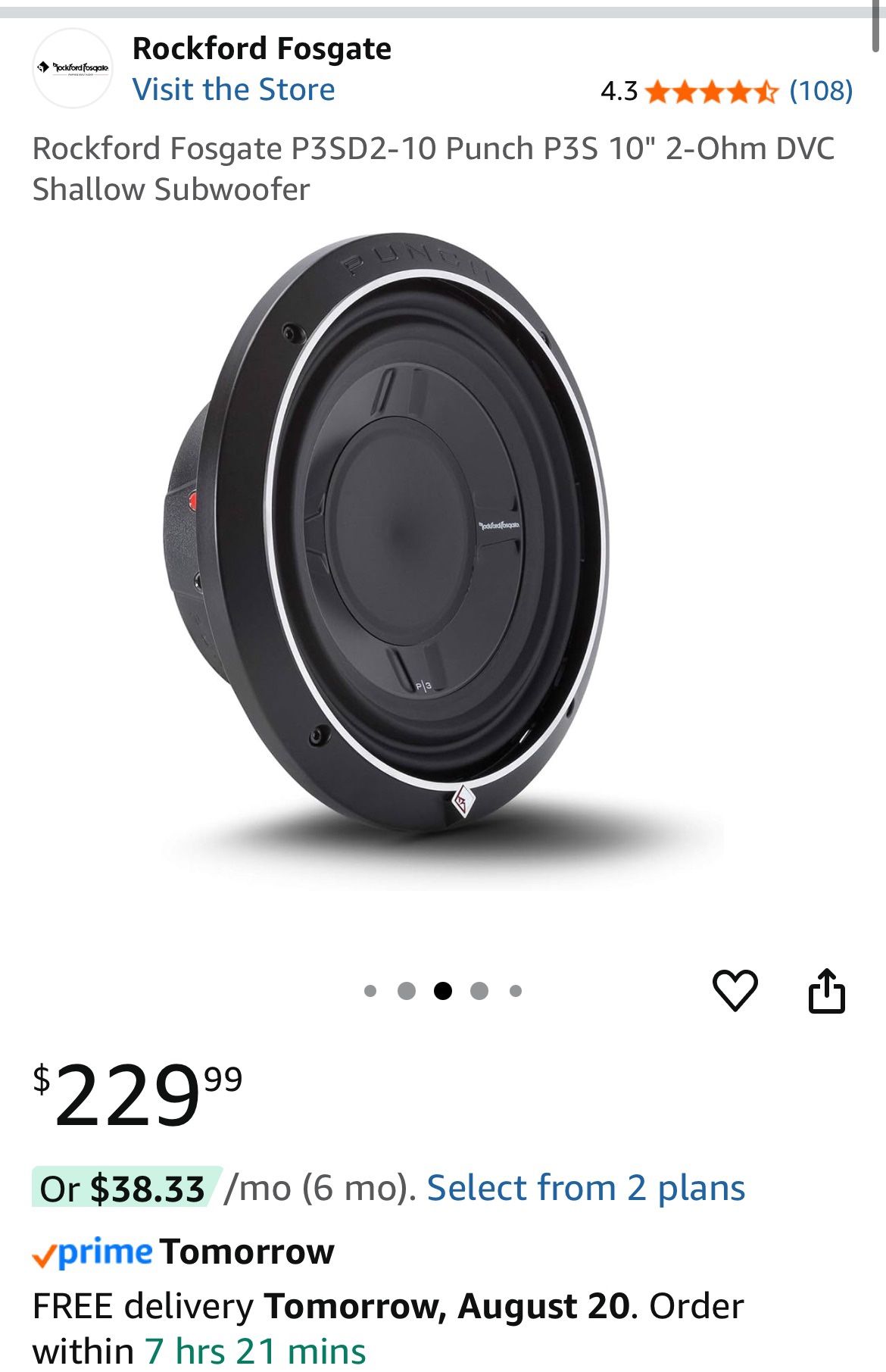 10 Inch Rockford Fosgate Shallow Subwoofers