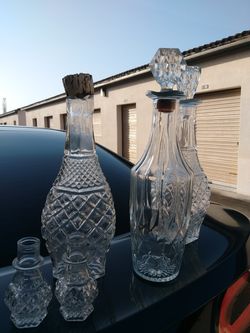 Set of vintage crystal wine decanturs/vases