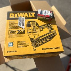 New Dewalt 20 Volt Max 16 gauge Angled Finnish Nailer. Tool Only. 