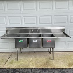 88x26 3 Compartment Stainless Steel Prep Sink 