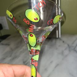 Lolita Hand Painted Martini Glass "Dirty Martini" Barware

