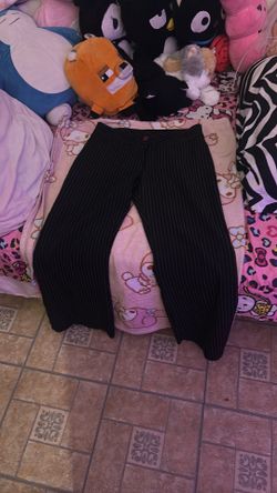 Black and white stripped office wide legged pants