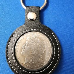 KEYCHAIN: 1878-CC Morgan Silver Dollar Style-Plated Commemorative