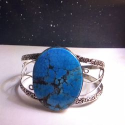 Turquoise 925 Sterling Silver Cuff Bracelet 
