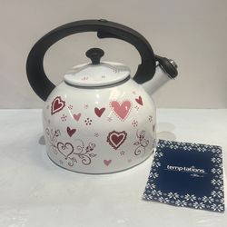 Temp-tations Seasonal 2.3-qt Enamel on Steel Tea Kettle, Romance/Hearts