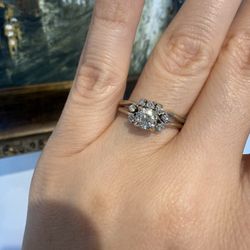 14K White Gold Natural Ola Cut Diamonds Ring 