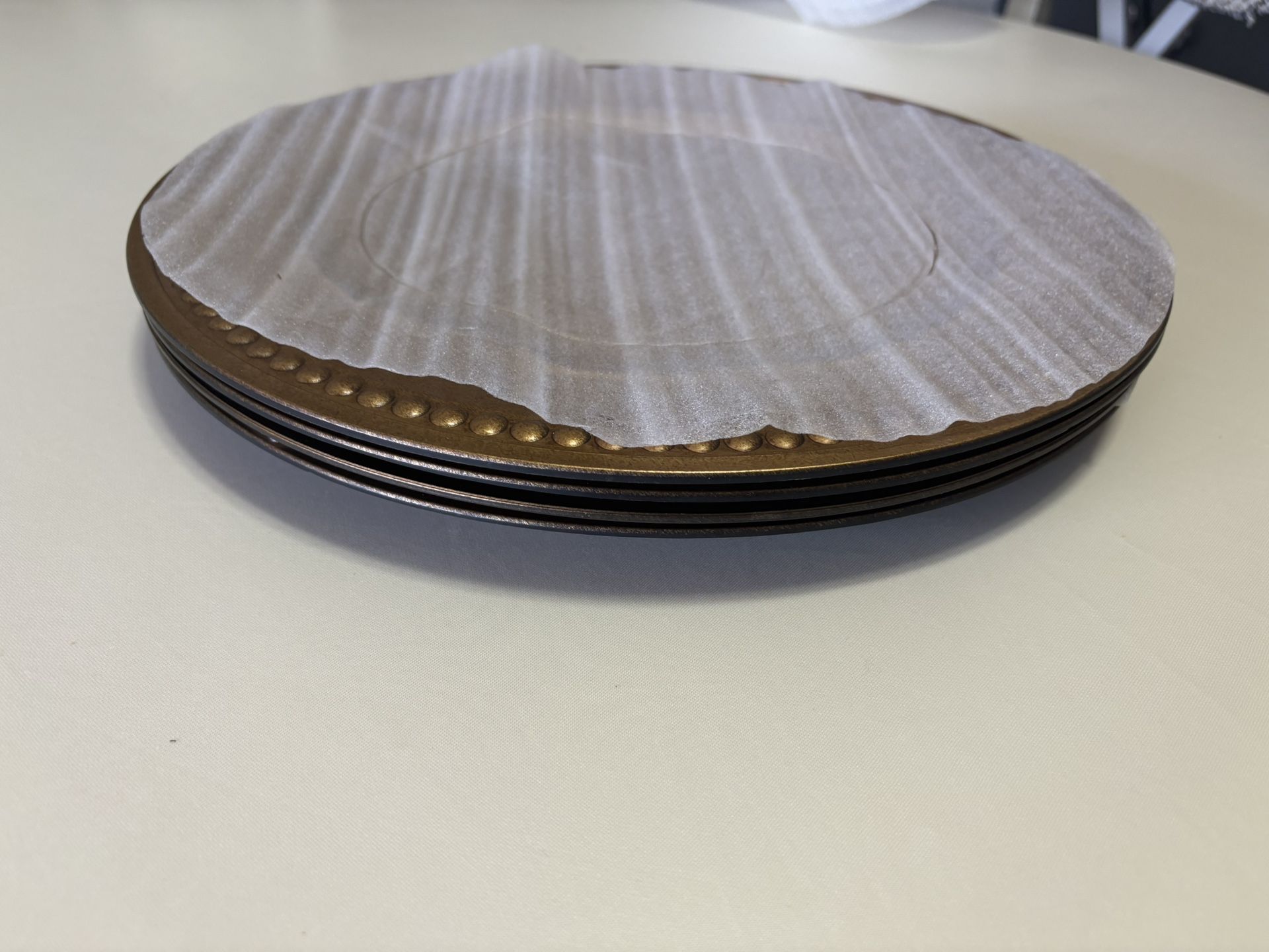4 Gold Beaded Round Charger Plates