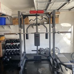 Complete Home Gym for Sale – Power Rack, Rubber Dumbbells, Plates & Accessories
