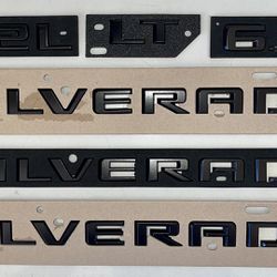 OEM Chevrolet Silverado 6.2L LT Black Emblem Badges Set