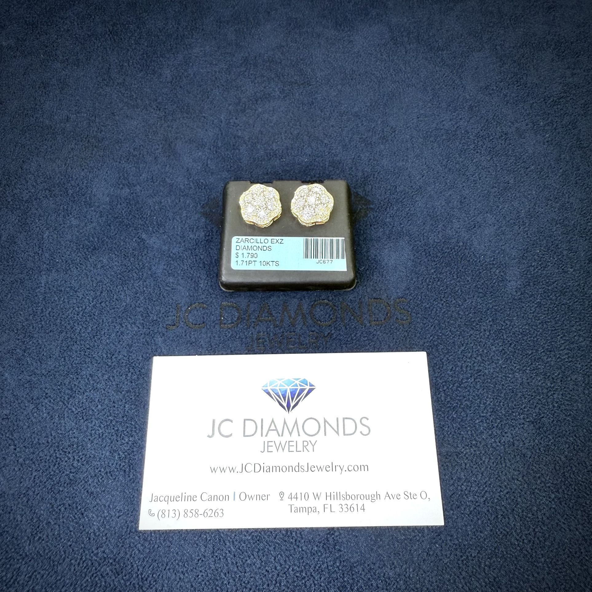 Earrings Diamonds Natural Real 10k Gold Huge Ring 