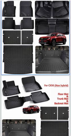 Floor Liners for Mazda CX50 2023 2024 2025 2026 (Non Hybrid) & Cargo Liners & Backrest Mat,TPE All Weather Protection Car Floor Mats with Trunk Mat Co