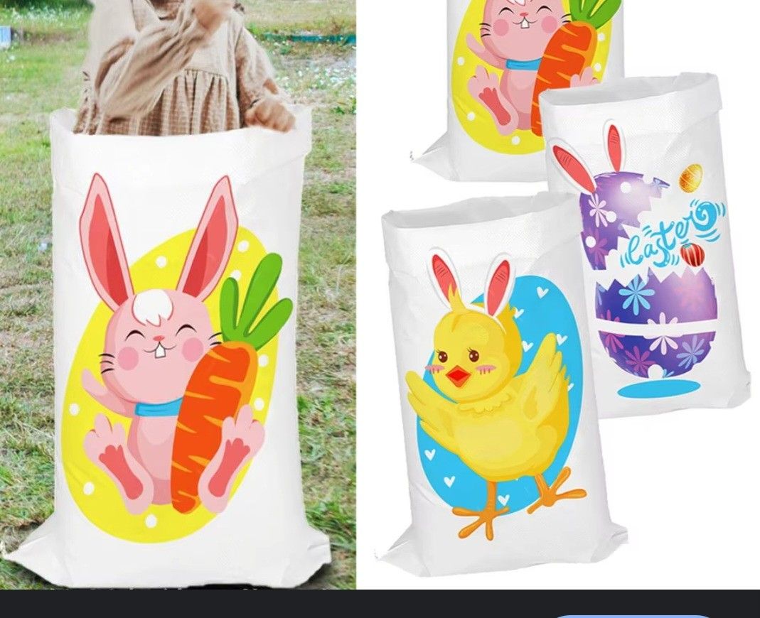 Easter Outdoor Party Games for Family Bunny Potato Sack Race Jumping Bags Kids Easter Egg