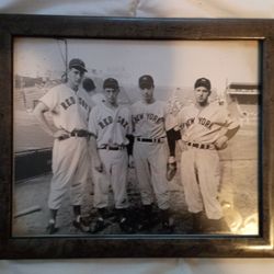 Joe DiMaggio, Ted Williams, Dom DiMaggio And Tommy Henrich. New York Red Sox Black And White 