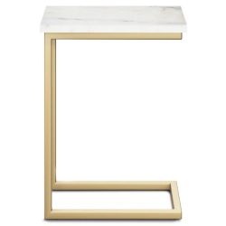 SimpliHome Skyler C Side Table w/ Genuine Marble Top