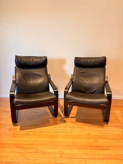 IKEA Poang Leather Chairs