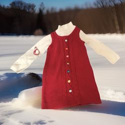 Gymboree Girl’s Red Knit Sweater Dress + Ponytail sz5