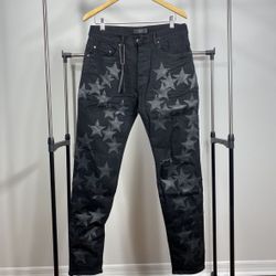Amiri Black Chemist Leather Stars Jean