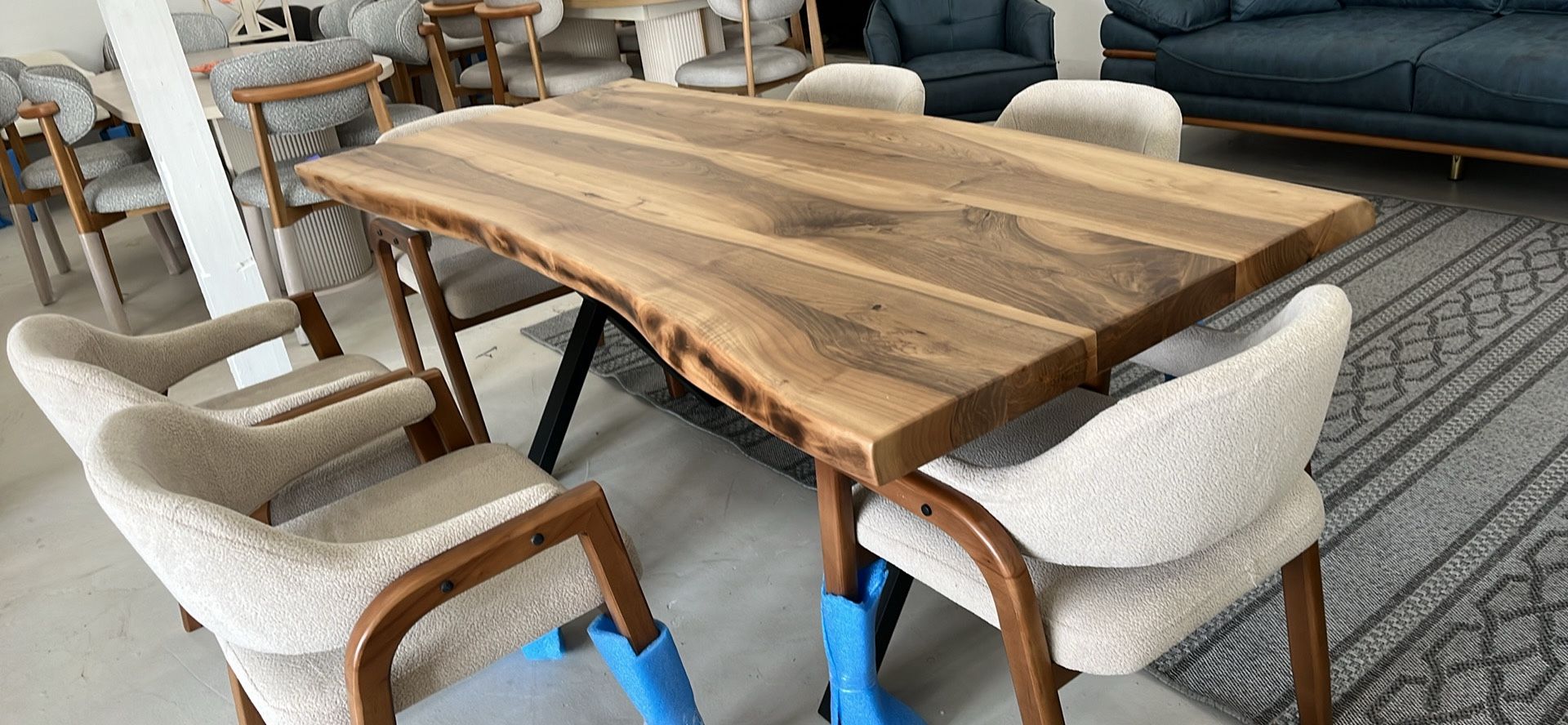 Live-Edge Dining Table, Characterized by Natural, Unfinished edges, Mid-Century Modern Tree of Life