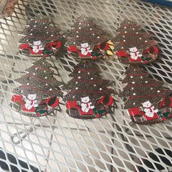 6 Christmas Tree Coasters 