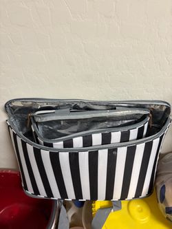 Black and White Striped Insulated Cooler Bag