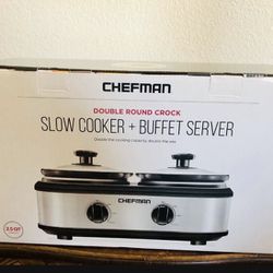 Chefman Double Round Slow Cooker - Buffet Server NEW