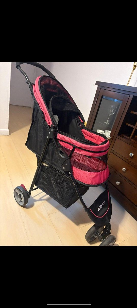 Gen7Pets Raspberry Sorbet Regal Plus Pet Stroller, 38" L X 17" W X 38" H