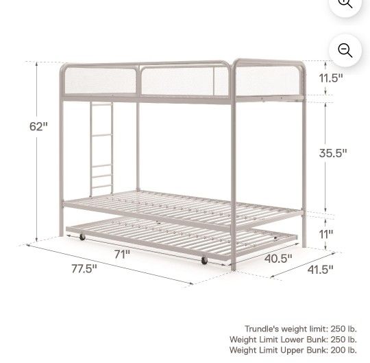 New Inbox Triple Twin Bunk Bed With Trundle Mattress Not Included