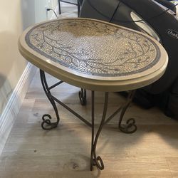 Southwestern Mosaic End Table – Sturdy Iron Base – Great Condition