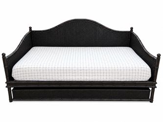 Black Rattan Daybed with Trundle