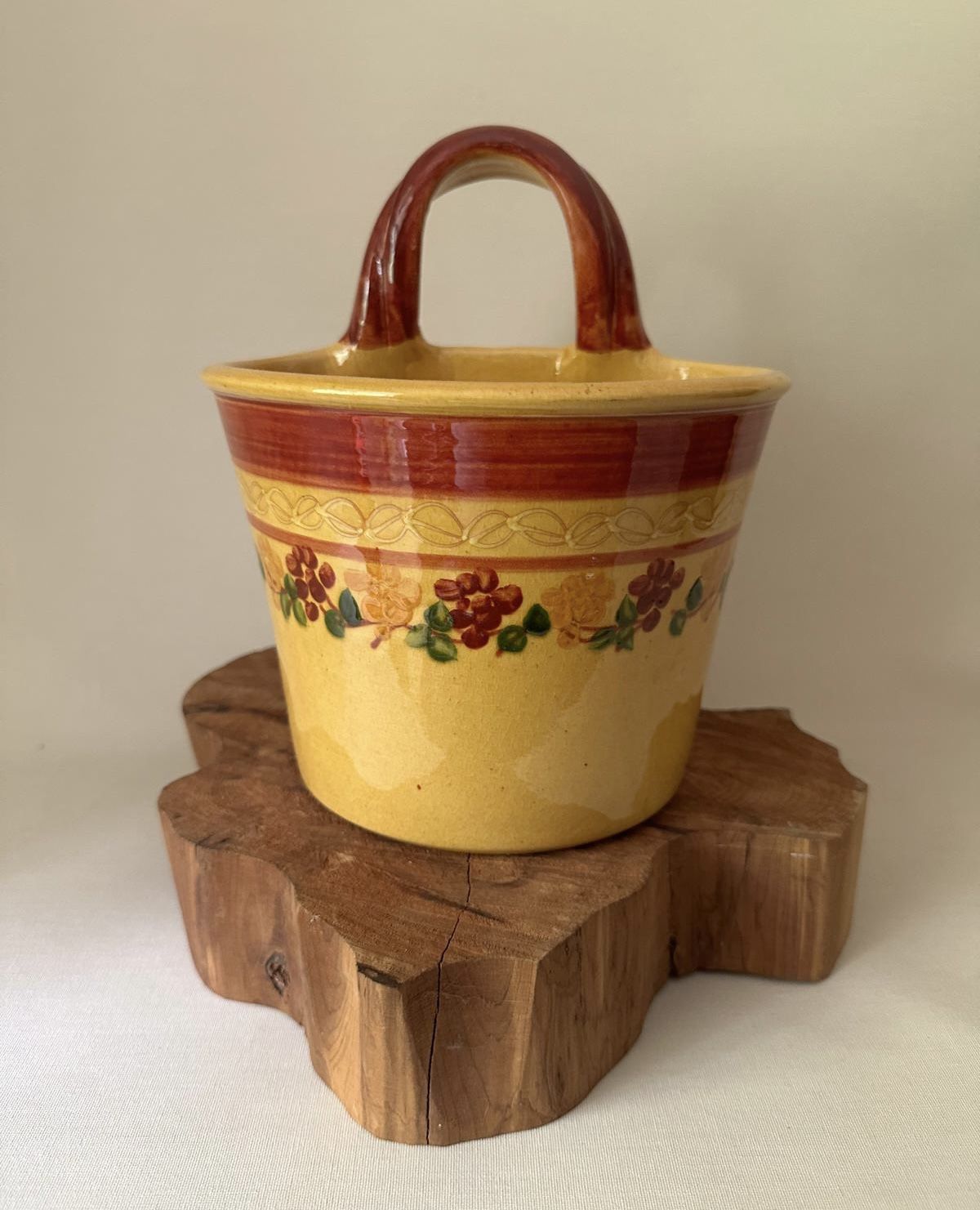 Vintage Glazed Pottery Basket By Terre E Provence Collection Home Accent