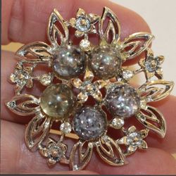 Vintage CORO Signed Fantastic Floral Brooch