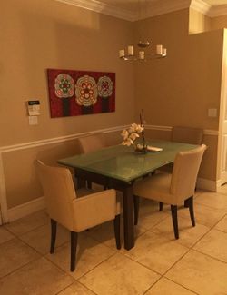 Glass dining table and chairs