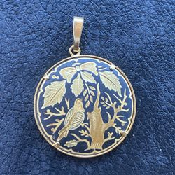 Vintage Damascene Toledo Spain Pendant For Necklace