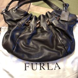 Furla dark brown leather handbag