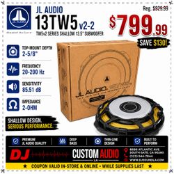 JL Audio TW5 Series Shallow 13.5" Slim Subwoofer 1200 Watts 13TW5v2-2 🚨 Payment Options Available 🚨 No Credit Needed 🚨
