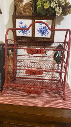 Vintage red wire rack