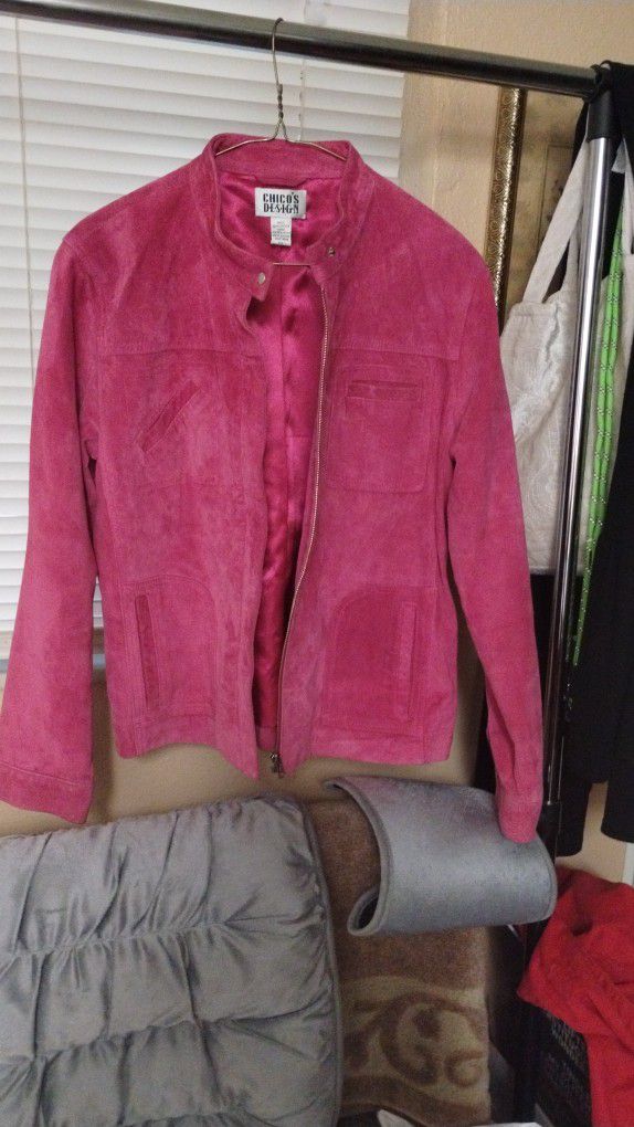 Chico's Pink Leather Jacket. New!