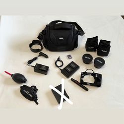 Camera Accessories Bundle – Tripods, Mic, Bag, 128GB SD + More