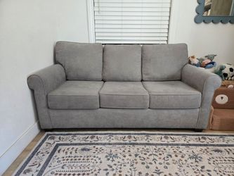Like new Living Spaces gray queen bed pull-out couch