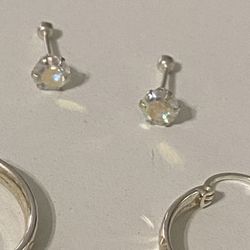 2 Pairs Of Sterling Silver Earrings