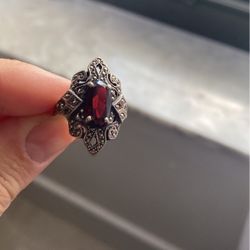 Garnet Sterling Silver Ring 