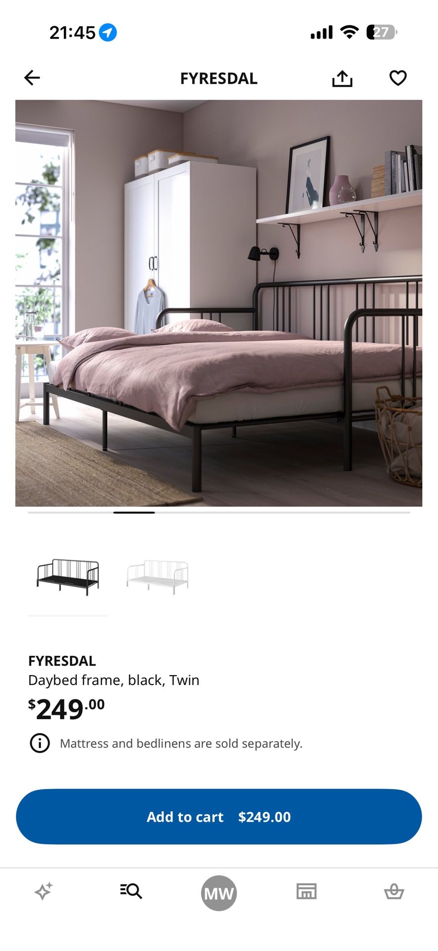 IKEA daybed frame with 2 mattresses
