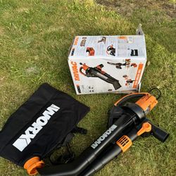 WORX 12 Amp Trivac 3-in-1 Electric Leaf Blower/Mulcher/Vacuum WG509 Metal Impeller for Fine Mulching
