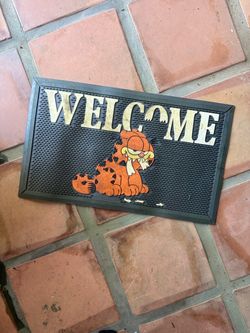 Vtg Garfield Welcome Rubber Door Mat